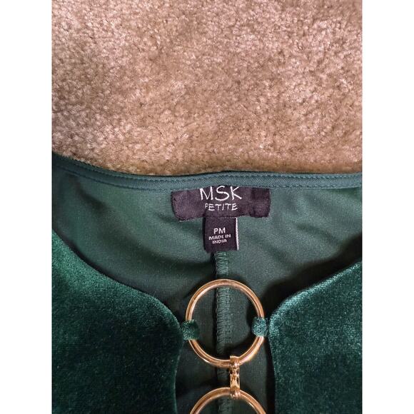 MSK Petite Dress Size Medium Petite Green Knee Length Dress Velvet E122 - Picture 6 of 11